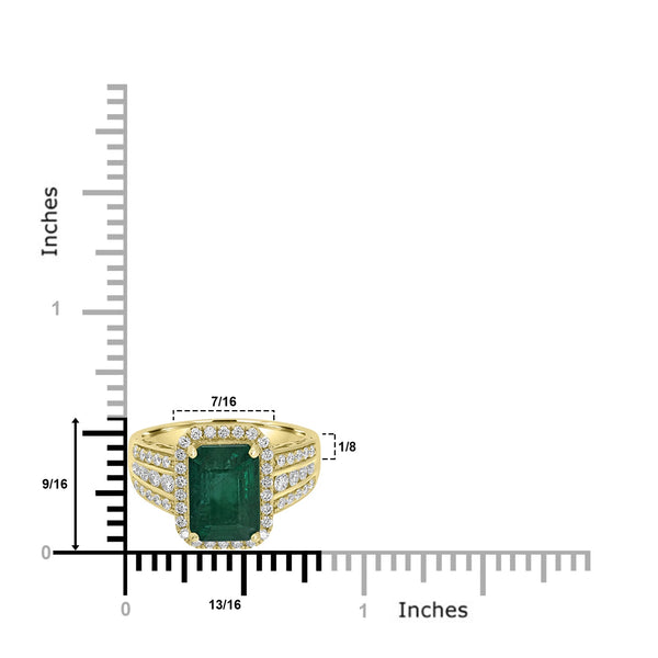 4.16ct   Emerald Rings with 0.66tct Diamond set in 14K Yellow Gold