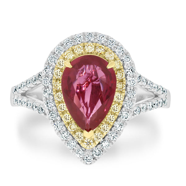 2.06Ct Ruby Ring With 0.52Tct Diamonds Set In 18K Two Tone Gold