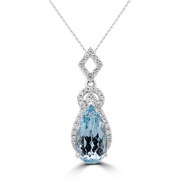 4.08Ct Aquamarine Pendant With 0.09Tct Diamonds Set In 14K Yellow Gold