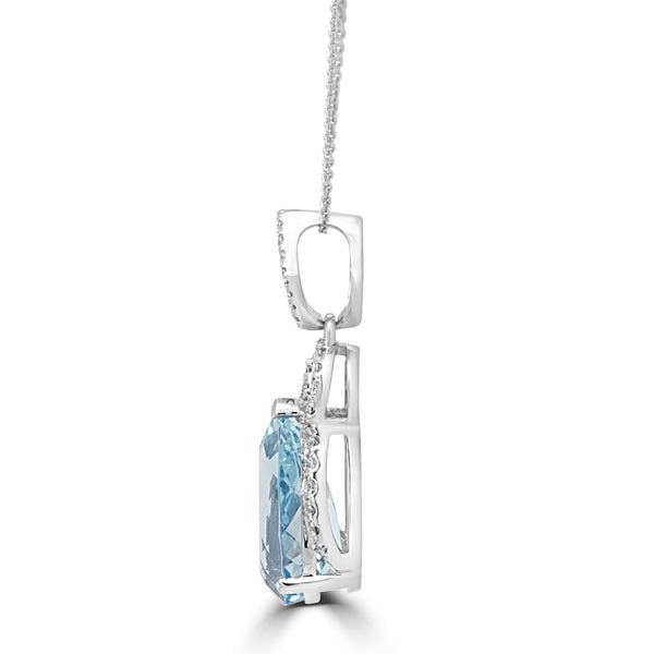 4.08Ct Aquamarine Pendant With 0.09Tct Diamonds Set In 14K Yellow Gold