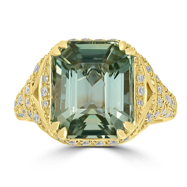 7.15ct Tourmaline Rings with 0.51tct Diamond set in 18K Yellow Gold