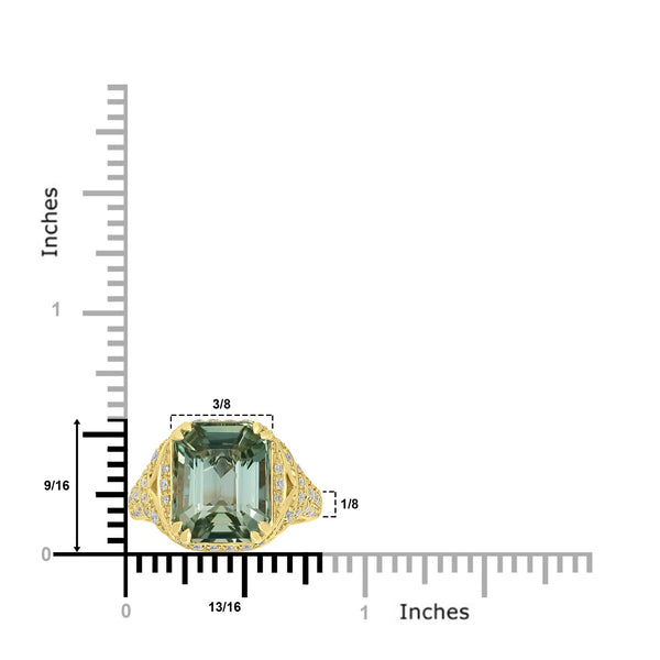 7.15ct Tourmaline Rings with 0.51tct Diamond set in 18K Yellow Gold