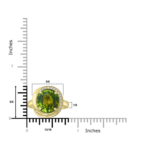 7.64ct Tourmaline Rings with 0.11tct Diamond set in 18K Yellow Gold