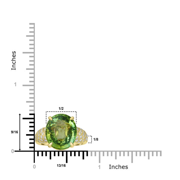 9.71ct Tourmaline Rings with 0.46tct Diamond set in 18K Yellow Gold