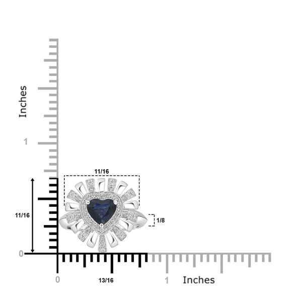 1.03ct  Sapphire Rings with 0.18tct Diamond set in 18K White Gold