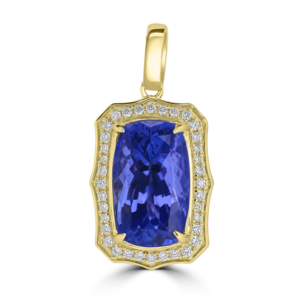 6.612ct Tanzanite Pendants with 0.239tct Diamond set in 18K Yellow Gold