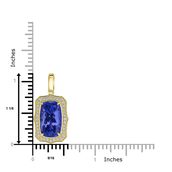 6.612ct Tanzanite Pendants with 0.239tct Diamond set in 18K Yellow Gold