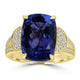 7.286ct Tanzanite Rings with 0.234tct Diamond set in 18K Yellow Gold