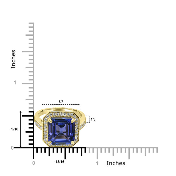 5.771ct Tanzanite Rings with 0.294tct Diamond set in 18K Yellow Gold