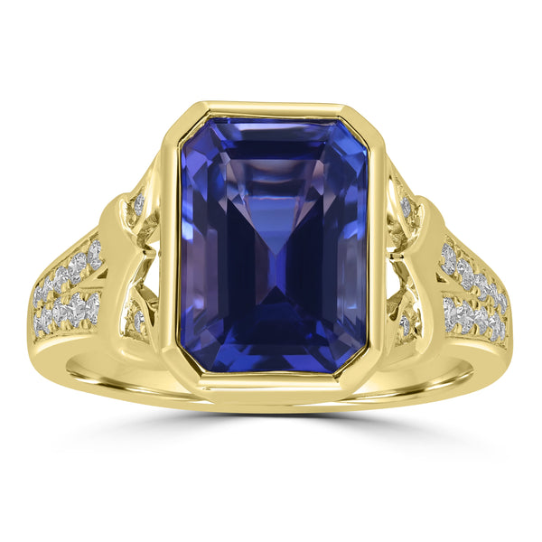 4.73ct Tanzanite Rings with 0.227tct Diamond set in 18K Yellow Gold