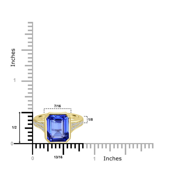 5.91ct Tanzanite Rings with 0.245tct Diamond set in 18K Yellow Gold