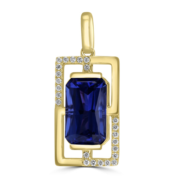 4.73ct Tanzanite Pendants with 0.137tct Diamond set in 18K Yellow Gold