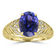 3.488ct Tanzanite Rings with 0.113tct Diamond set in 18K Yellow Gold