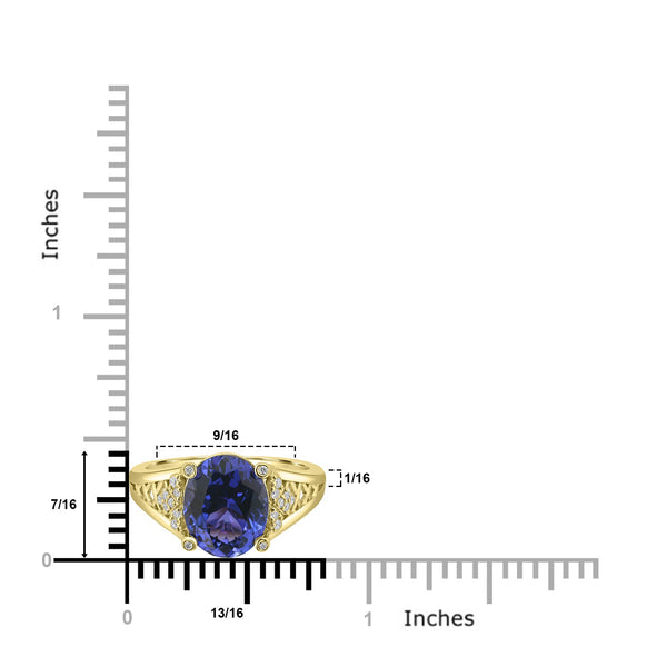 3.504ct Tanzanite Rings with 0.094tct Diamond set in 18K Yellow Gold