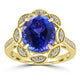 4.794ct Tanzanite Rings with 0.21tct Diamond set in 18K Yellow Gold