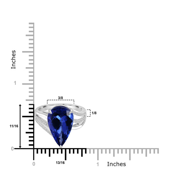 5.746ct Tanzanite Rings with 0.132tct Diamond set in 18K White Gold