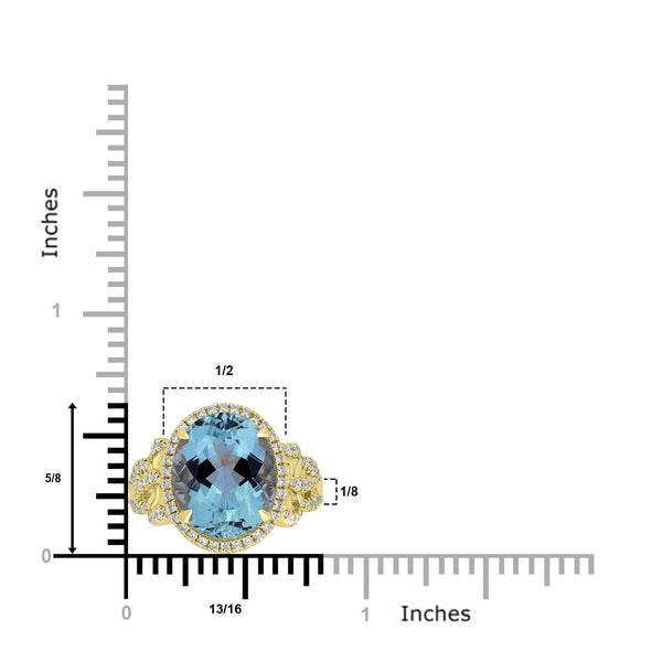 5.99ct Aquamarine Rings with 0.47tct Diamond set in 18K Yellow Gold