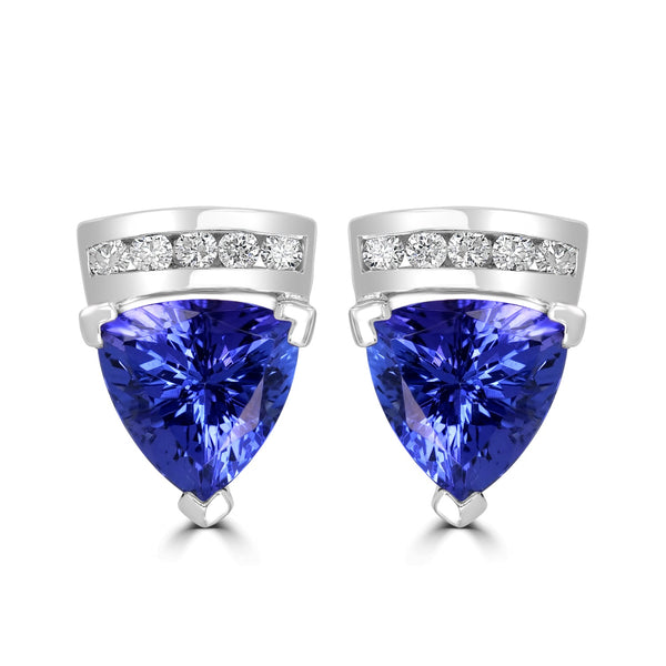 3.52tct Tanzanite Earring with 0.19tct Diamonds set in 18K White Gold