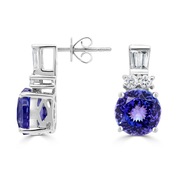 5.67tct Tanzanite Earring with 0.53tct Diamonds set in 14K White Gold