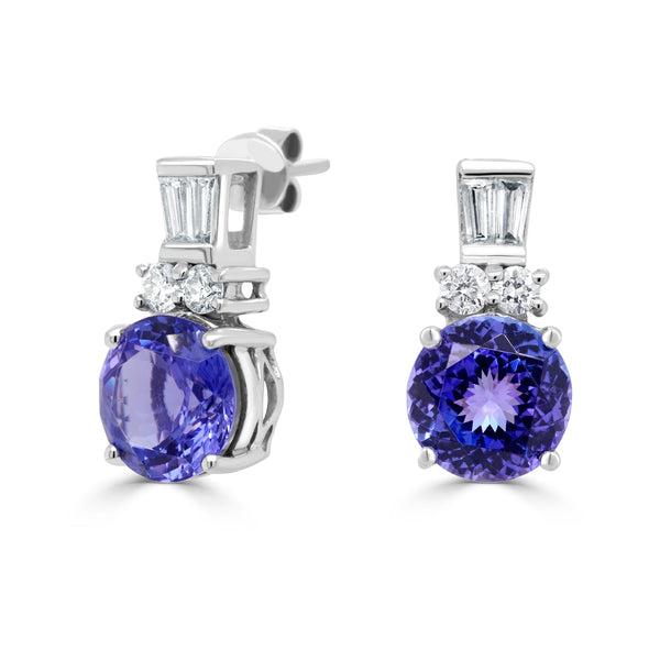 5.67tct Tanzanite Earring with 0.53tct Diamonds set in 14K White Gold