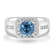 4.57ct Blue Zircon Ring with 0.52tct Diamonds set in 14K White Gold