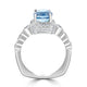 5.21ct Blue Zircon Ring with 0.76tct Diamonds set in 14K White Gold