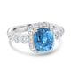 5.21ct Blue Zircon Ring with 0.76tct Diamonds set in 14K White Gold