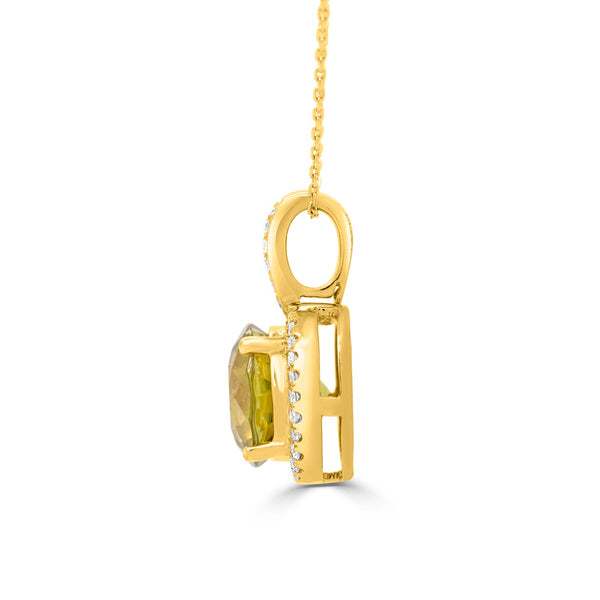 2.86ct Sphene Pendant with 0.16tct Diamonds set in 14K Yellow Gold