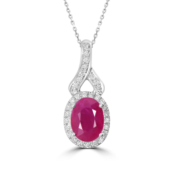 1.67ct Ruby Pendants with 0.16tct Diamond set in 14K White Gold