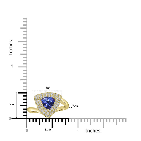 1.22ct Tanzanite Rings with 0.3tct Diamond set in 14K Yellow Gold