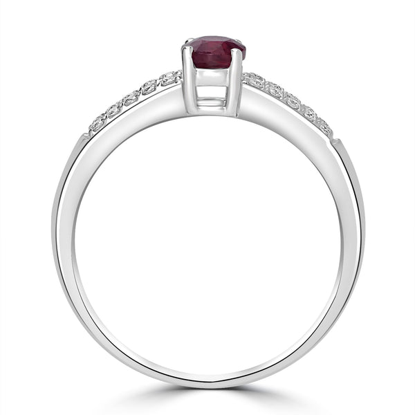 0.69ct   Ruby Rings with 0.13tct Diamond set in 14K White Gold