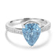 6.24ct Blue Zircon Ring with 0.14tct Diamonds set in 14K White Gold