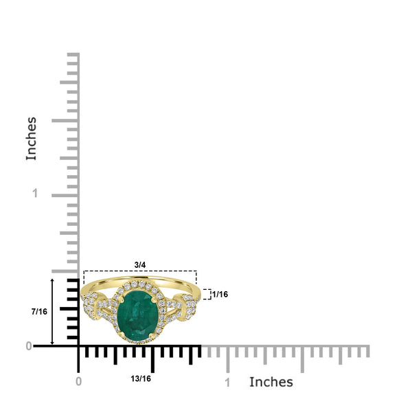 1.69ct   Emerald Rings with 0.35tct Diamond set in 14K Yellow Gold