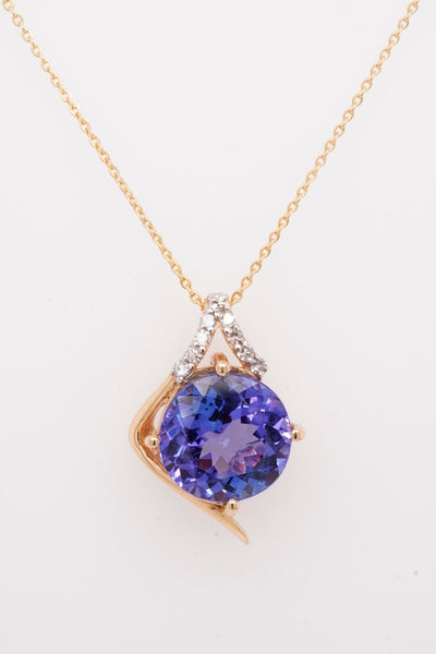 2.60Ct Tanzanite Pendant With 0.06Tct Diamonds Set In 14K Yellow Gold