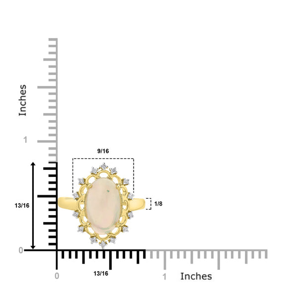 2.96Ct Opal Ring 0.12Tct Diamonds Set In 14Kt Yellow Gold