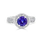 2.04Ct Tanzanite Ring With 1Tct Diamonds Set In 14Kt White Gold