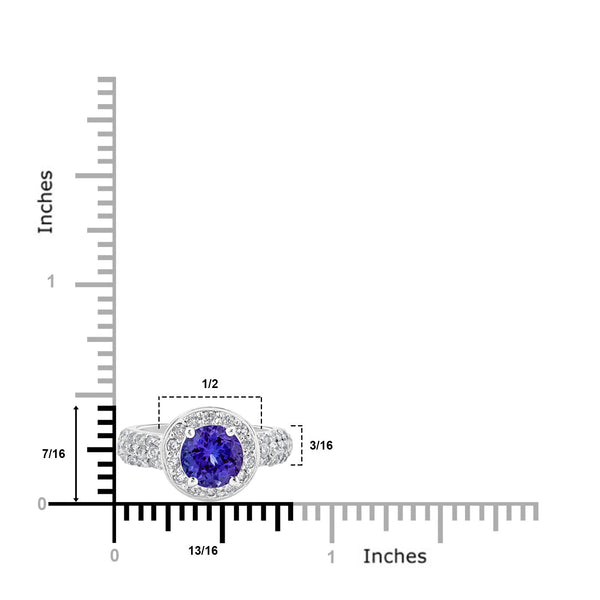 2.04Ct Tanzanite Ring With 1Tct Diamonds Set In 14Kt White Gold