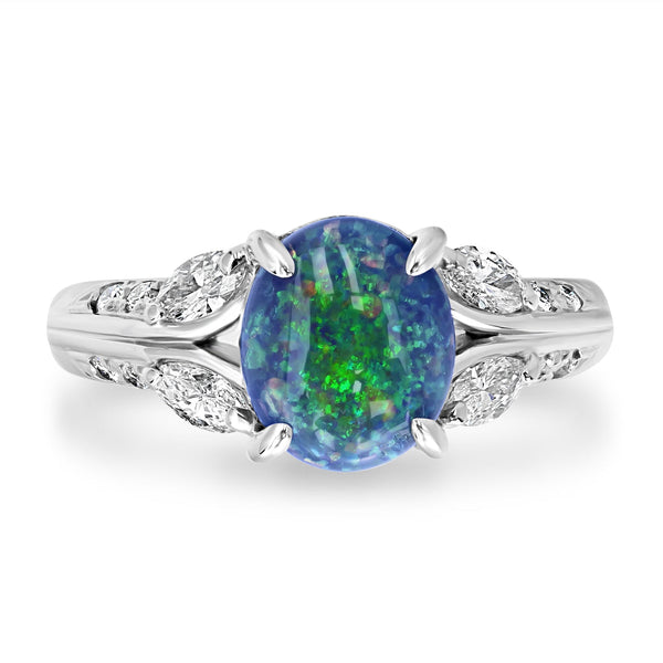 1.69ct Opal Ring with 0.41tct Diamonds set in Platinum