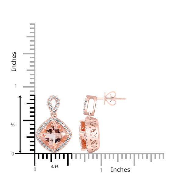 5.6ct Morganite Earring with 0.42ct Diamonds set in 14K Rose Gold