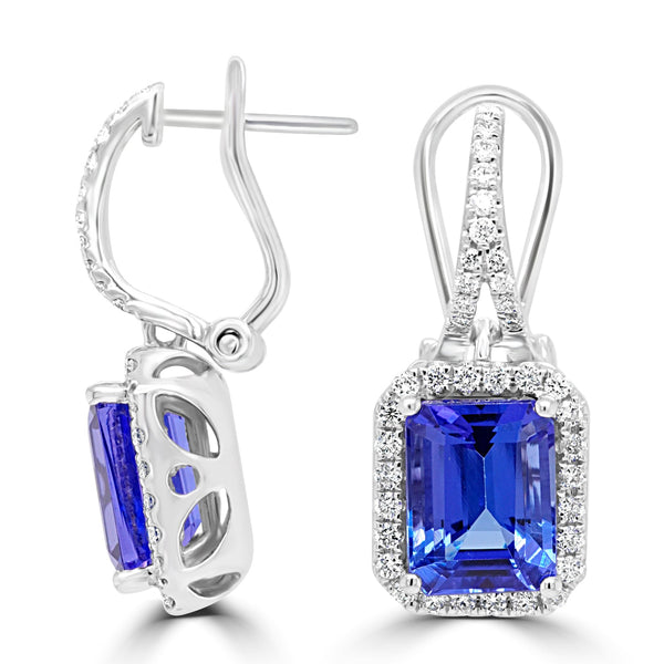 5.32ct Tanzanite Earring with 0.56ct Diamonds set in 14K White Gold