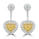 0.69ct Yellow Diamond Earring with 0.74ct Diamonds set in 18K White Gold