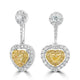 0.69ct Yellow Diamond Earring with 0.74ct Diamonds set in 18K White Gold