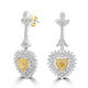 0.43ct Yellow Diamond Earring with 1.6ct Diamonds set in 18KW & 22KY