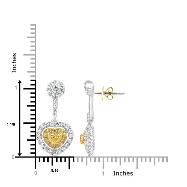 0.43ct Yellow Diamond Earring with 1.6ct Diamonds set in 18KW & 22KY