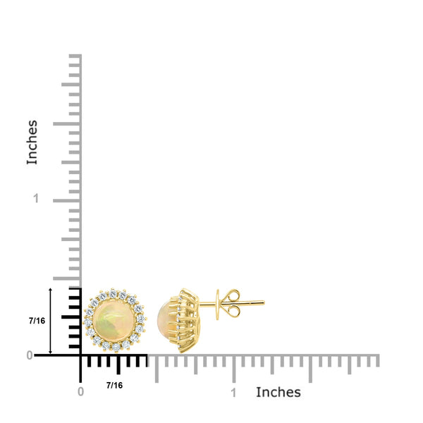 2.09ct Opal Earring with 0.46ct Diamonds set in 14K Yellow Gold