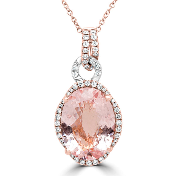 10.95ct Morganite Pendant with 0.67ct Diamonds set in 14K Two Tone