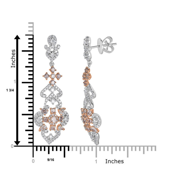 1.47tct Pink Diamond Earring with 1.08tct Diamonds set in 14K Two Tone Gold