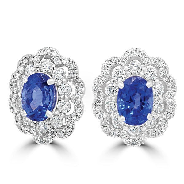 1.18ct Sapphire Earring with 0.48ct Diamonds set in 18K White Gold