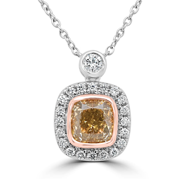 1.31ct Yellow Diamond Necklace with 0.24ct Diamonds set in 14K Two Tone