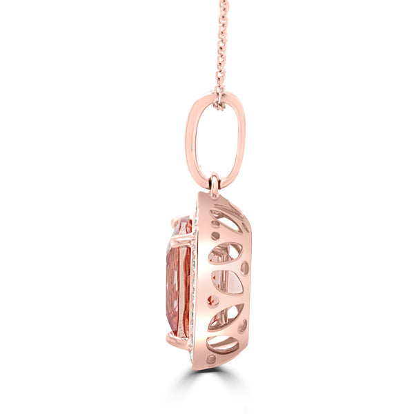 8.73ct Morganite Pendant with 0.49ct Diamonds set in 14K Rose Gold